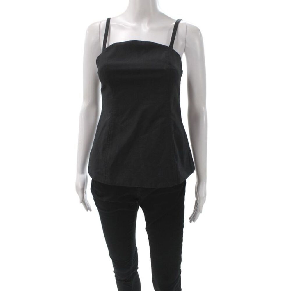 COS Women Camisole Black Square Neck Zip Sleeveless Cotton Size 4
